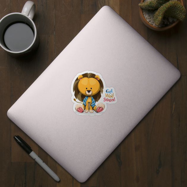 Get Well Soon Cute Lion by Mako Design 